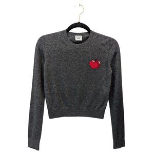 Sunday Best Grey Cropped Sweater with Apple Motif